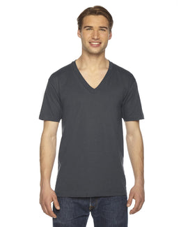 American Apparel Unisex Fine Jersey Short Sleeve V-Neck T-Shirt 2456W | Asphalt - Front