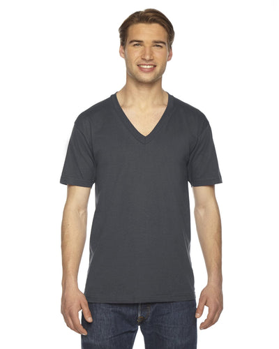 American Apparel Unisex Fine Jersey Short Sleeve V-Neck T-Shirt 2456W | Asphalt - Front