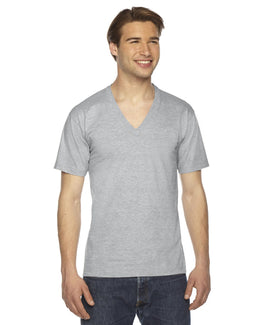 American Apparel Unisex Fine Jersey Short Sleeve V-Neck T-Shirt 2456W | Heather Grey - Front