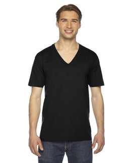 American Apparel Unisex Fine Jersey Short Sleeve V-Neck T-Shirt 2456W | Black - Front