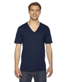 American Apparel Unisex Fine Jersey Short Sleeve V-Neck T-Shirt 2456W | Navy - Front