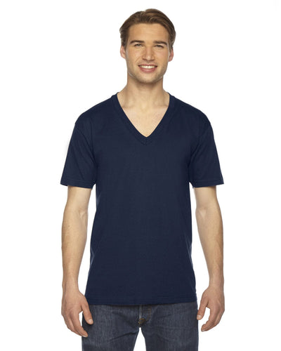 American Apparel Unisex Fine Jersey Short Sleeve V-Neck T-Shirt 2456W | Navy - Front