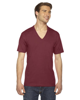 American Apparel Unisex Fine Jersey Short Sleeve V-Neck T-Shirt 2456W | Cranberry - Front
