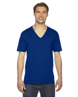 American Apparel Unisex Fine Jersey Short Sleeve V-Neck T-Shirt 2456W | Lapis - Front