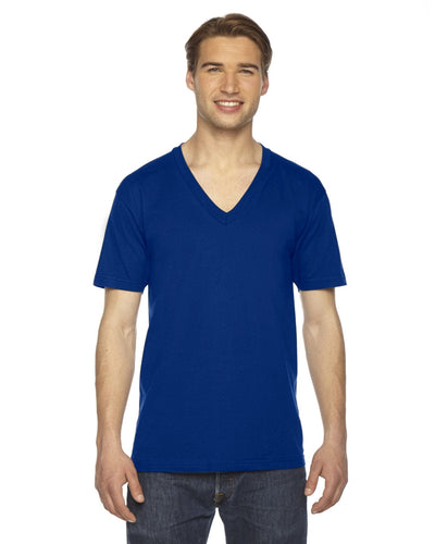 American Apparel Unisex Fine Jersey Short Sleeve V-Neck T-Shirt 2456W | Lapis - Front