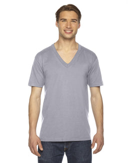 American Apparel Unisex Fine Jersey Short Sleeve V-Neck T-Shirt 2456W | Slate - Front