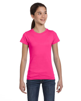LAT Girls Fine Jersey T-Shirt 2616 | Hot Pink - Front