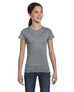 LAT Girls Fine Jersey T-Shirt 2616 | Granite Heather - Front