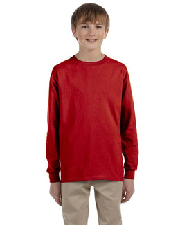 Jerzees Youth 5.4 oz. 50/50 Heavyweight Blend Long Sleeve T-Shirt 29BL | True Red - Front