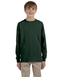Jerzees Youth 5.4 oz. 50/50 Heavyweight Blend Long Sleeve T-Shirt 29BL | Forest Green - Front