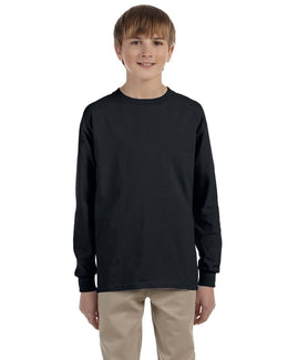 Jerzees Youth 5.4 oz. 50/50 Heavyweight Blend Long Sleeve T-Shirt 29BL | Black - Front