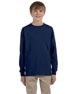 Jerzees Youth 5.4 oz. 50/50 Heavyweight Blend Long Sleeve T-Shirt 29BL | J Navy - Front