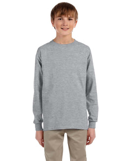 Jerzees Youth 5.4 oz. 50/50 Heavyweight Blend Long Sleeve T-Shirt 29BL | Athletic Heather - Front