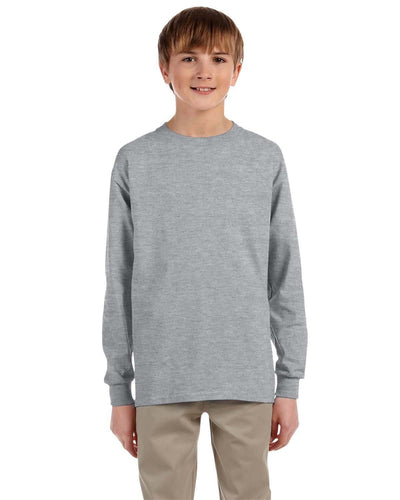 Jerzees Youth 5.4 oz. 50/50 Heavyweight Blend Long Sleeve T-Shirt 29BL | Athletic Heather - Front