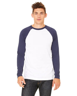 Bella+Canvas Mens Baseball T-Shirt 3000C | White/ Navy - Front