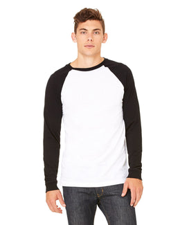 Bella+Canvas Mens Baseball T-Shirt 3000C | White/ Black - Front