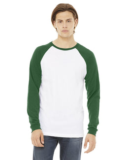 Bella+Canvas Mens Baseball T-Shirt 3000C | White/ Kelly - Front