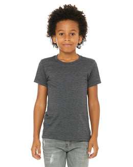Bella+Canvas Youth CVC Jersey T-Shirt 3001YCV | Dark Gry Heather - Front