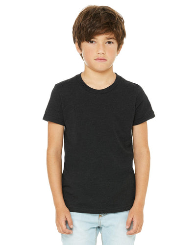 Bella+Canvas Youth CVC Jersey T-Shirt 3001YCV | Black Heather - Front