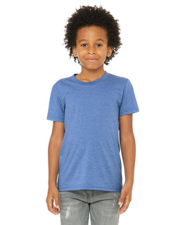 Bella+Canvas Youth CVC Jersey T-Shirt 3001YCV | Hthr Colum Blue - Front