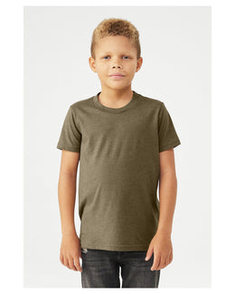 Bella+Canvas Youth CVC Jersey T-Shirt 3001YCV | Heather Olive - Front