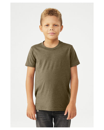 Bella+Canvas Youth CVC Jersey T-Shirt 3001YCV | Heather Olive - Front