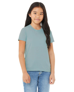 Bella+Canvas Youth CVC Jersey T-Shirt 3001YCV | Hthr Blue Lagoon - Front