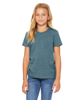 Bella+Canvas Youth CVC Jersey T-Shirt 3001YCV | Hthr Deep Teal - Front