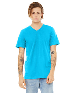 Bella+Canvas Unisex V-Neck T-Shirt 3005 | Neon Blue - Front