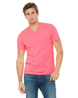 Bella+Canvas Unisex V-Neck T-Shirt 3005 | Neon Pink - Front