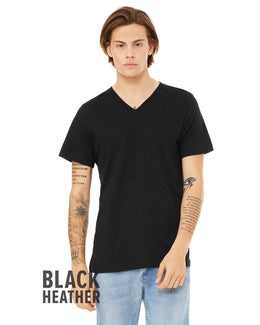 Bella+Canvas Unisex V-Neck T-Shirt 3005 | Black Heather - Front