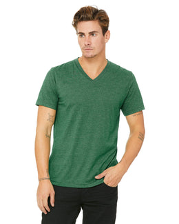 Bella+Canvas Unisex V-Neck T-Shirt 3005 | Hthr Grass Grn - Front