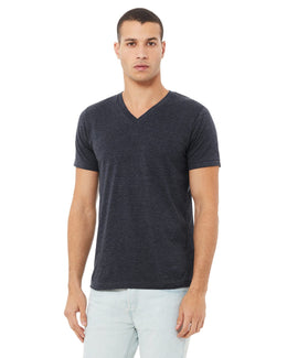 Bella+Canvas Unisex CVC Jersey V-Neck T-Shirt 3005CVC | Heather Navy - Front
