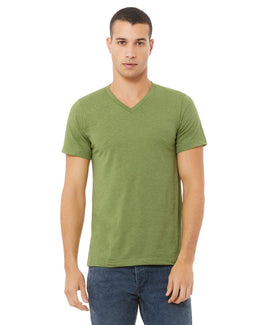 Bella+Canvas Unisex CVC Jersey V-Neck T-Shirt 3005CVC | Heather Green - Front
