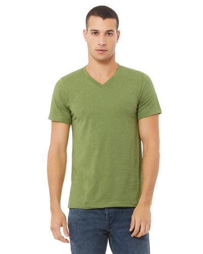 Bella+Canvas Unisex CVC Jersey V-Neck T-Shirt 3005CVC | Heather Green - Front