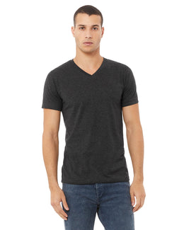 Bella+Canvas Unisex CVC Jersey V-Neck T-Shirt 3005CVC | Dark Gry Heather - Front