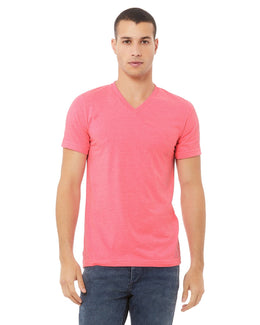 Bella+Canvas Unisex CVC Jersey V-Neck T-Shirt 3005CVC | Neon Pink - Front