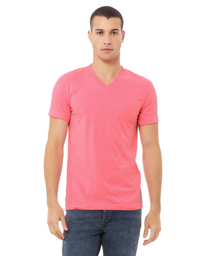 Bella+Canvas Unisex CVC Jersey V-Neck T-Shirt 3005CVC | Neon Pink - Front