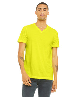 Bella+Canvas Unisex CVC Jersey V-Neck T-Shirt 3005CVC | Neon Yellow - Front
