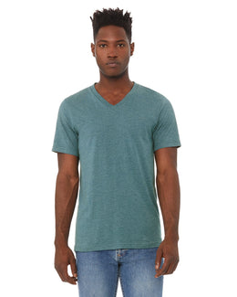 Bella+Canvas Unisex CVC Jersey V-Neck T-Shirt 3005CVC | Hthr Deep Teal - Front