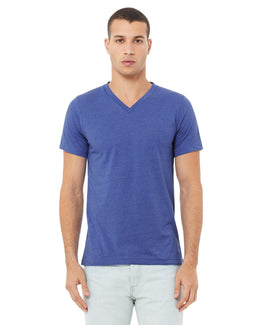 Bella+Canvas Unisex CVC Jersey V-Neck T-Shirt 3005CVC | Hthr True Royal - Front