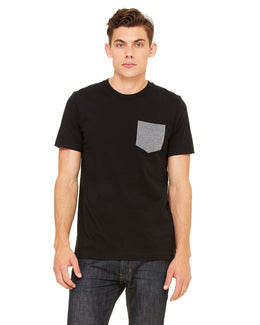 Bella+Canvas Jersey Pocket T-Shirt 3021 | Black/ Deep Hthr - Front