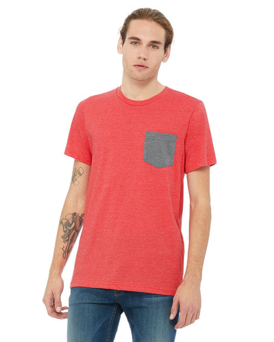 Bella+Canvas Jersey Pocket T-Shirt 3021 | Hthr Red/ Dp Hth - Front