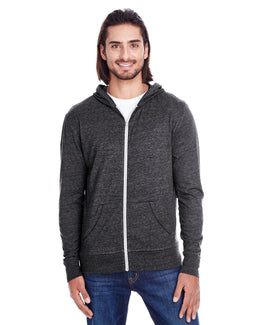 Threadfast Apparel Unisex Triblend Full-Zip Hoodie 302Z | Black Triblend - Front