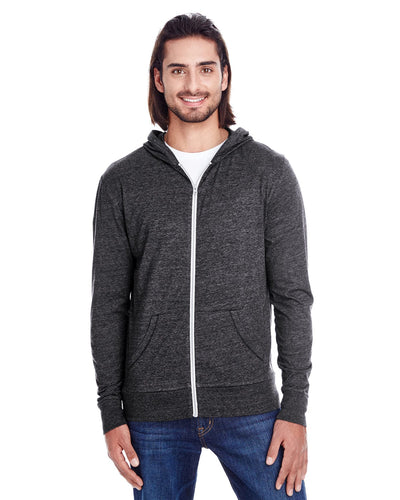 Threadfast Apparel Unisex Triblend Full-Zip Hoodie 302Z | Black Triblend - Front