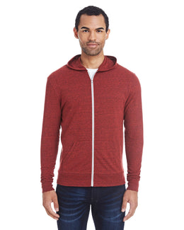 Threadfast Apparel Unisex Triblend Full-Zip Hoodie 302Z | Card Blck Trblnd - Front