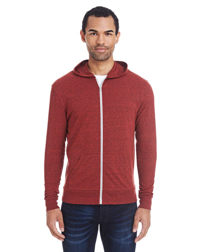 Threadfast Apparel Unisex Triblend Full-Zip Hoodie 302Z | Card Blck Trblnd - Front