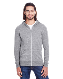 Threadfast Apparel Unisex Triblend Full-Zip Hoodie 302Z | Grey Triblend - Front