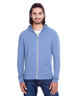 Threadfast Apparel Unisex Triblend Full-Zip Hoodie 302Z | Navy Triblend - Front