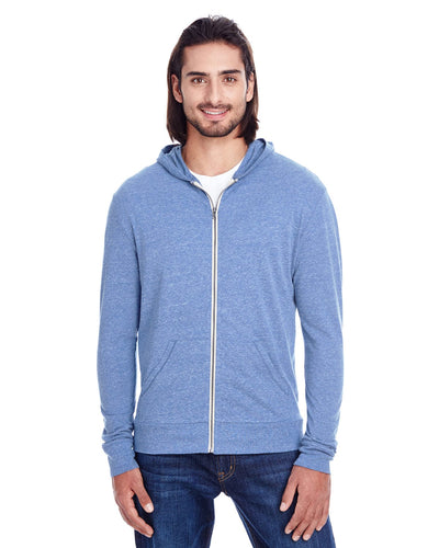 Threadfast Apparel Unisex Triblend Full-Zip Hoodie 302Z | Navy Triblend - Front